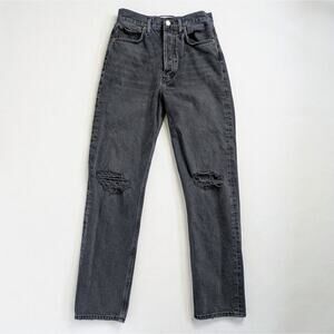 AGOLDE Jeans 90s Pinch Waist Howl Wash 25 Charcoal GUC Distressed Rigid Button